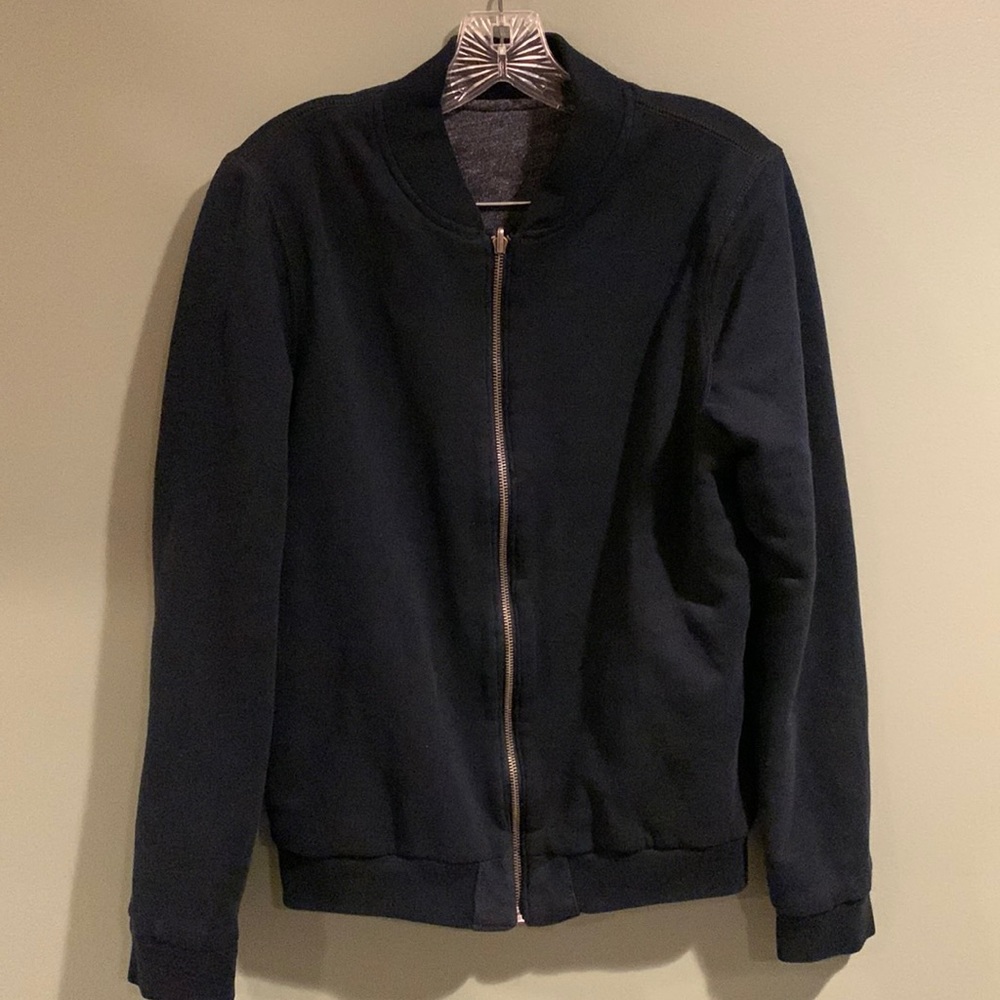 Boneyard Beach Reversible Bomber Sweatshirt Hollister blue zip up long sleeve